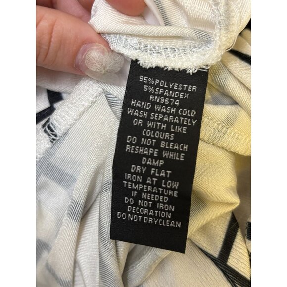 NWT Vecceli Italy Asymmetric Tunic Blouse Black & White S - Picture 6 of 6